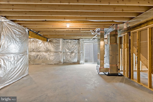 basement with heating unit