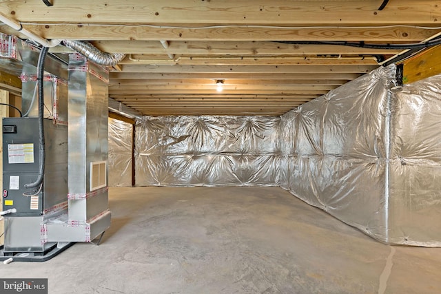 basement with heating unit