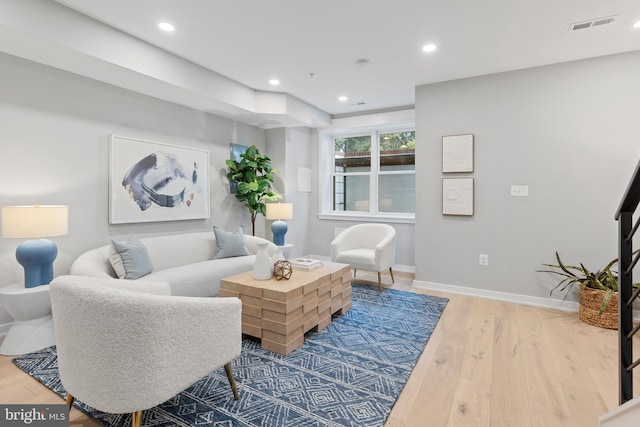 living room with wood-type flooring