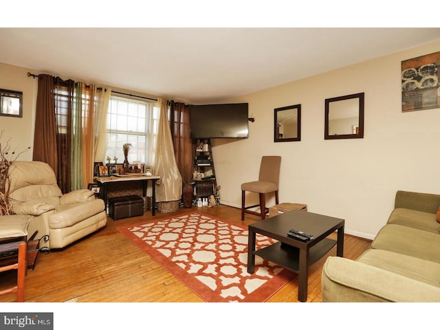 living room featuring light wood-type flooring