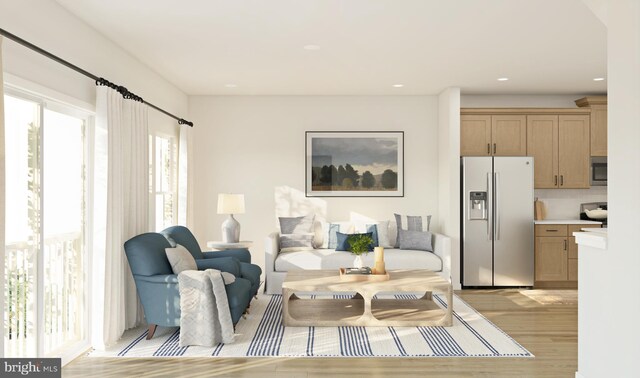 living room featuring light hardwood / wood-style flooring