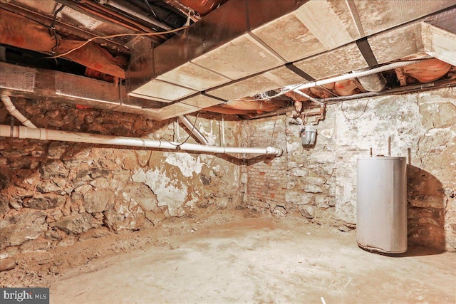 basement with gas water heater