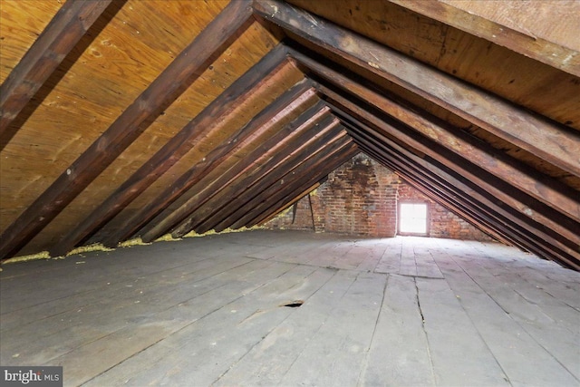 view of unfinished attic