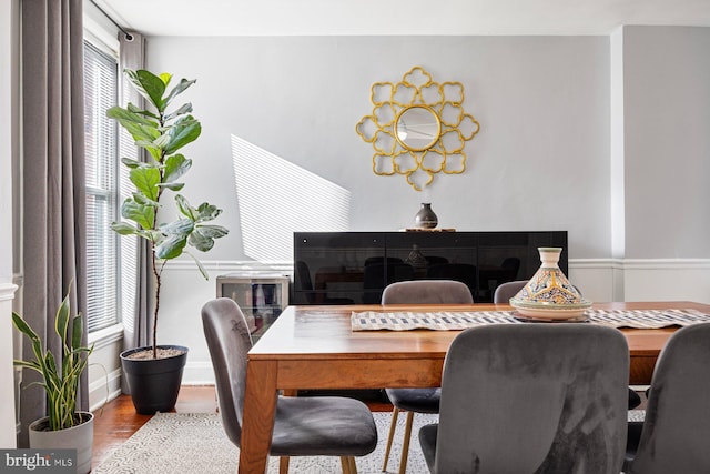 dining room featuring hardwood / wood-style floors and plenty of natural light