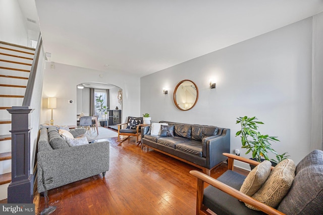 living room with wood-type flooring