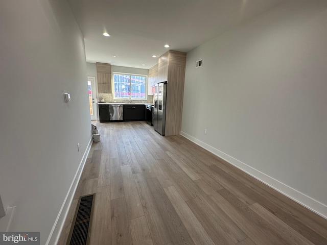 unfurnished living room with light hardwood / wood-style floors