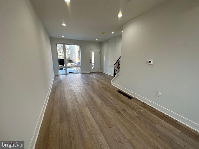 interior space with light hardwood / wood-style flooring