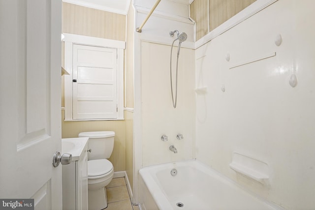 full bathroom featuring tile patterned flooring, vanity, shower / bath combination, and toilet