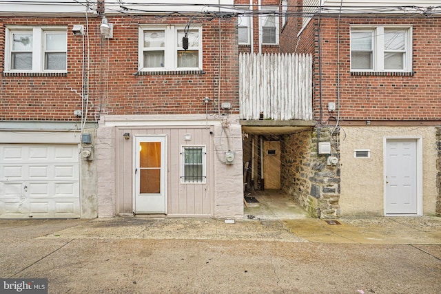 exterior space with a garage