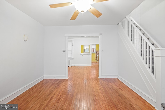 interior space featuring ceiling fan and light hardwood / wood-style floors