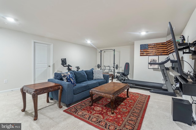 living room with carpet flooring