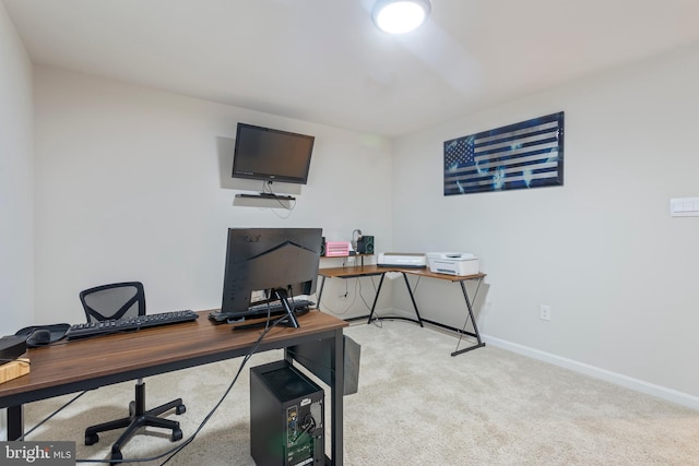 view of carpeted office space