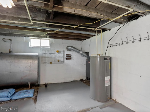 basement with electric water heater