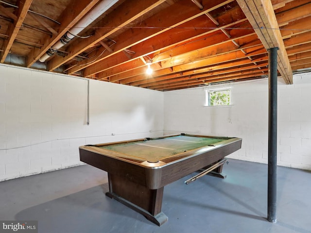 recreation room featuring pool table