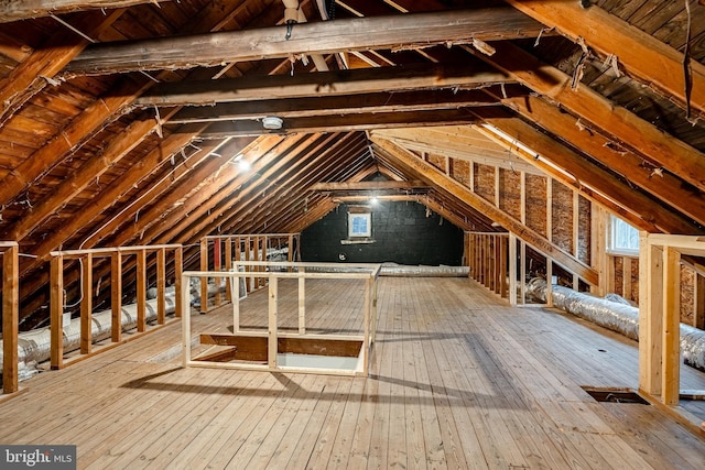 view of unfinished attic