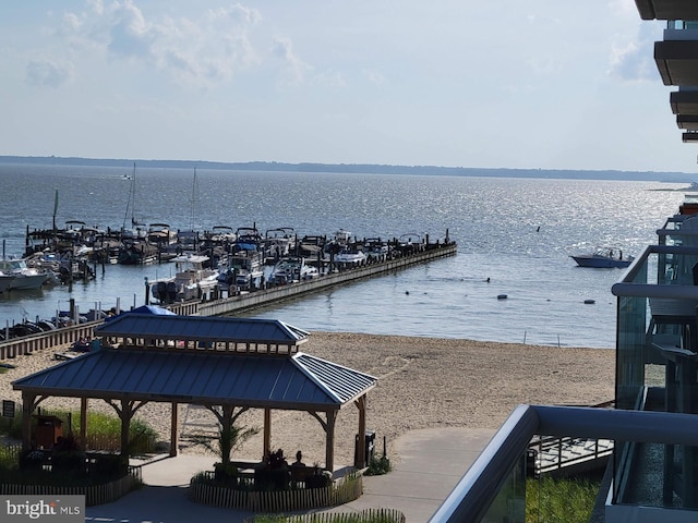 water view featuring a gazebo