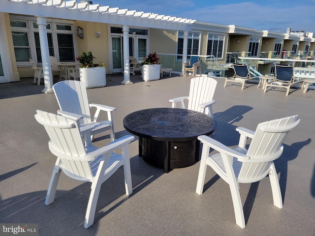 view of patio featuring a pergola