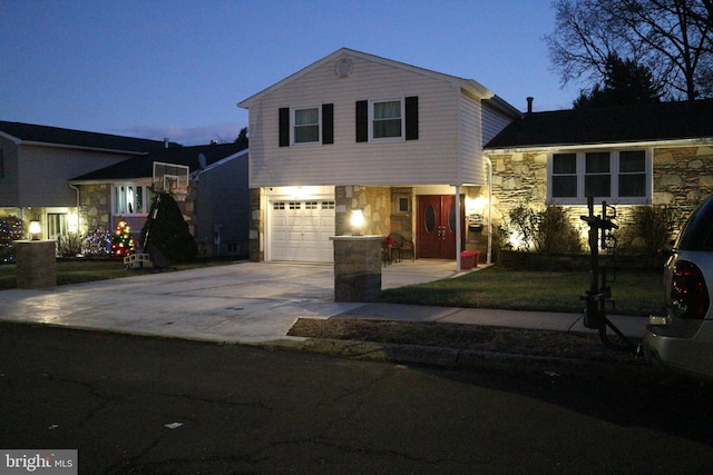 split level home with a garage