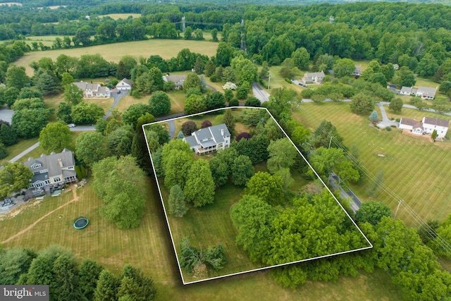 drone / aerial view with a rural view