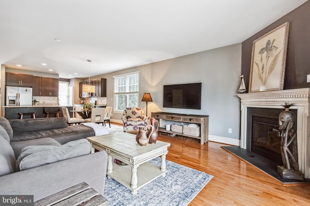 living room featuring light hardwood / wood-style floors