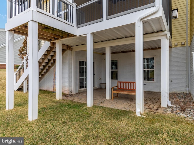 view of patio with stairway