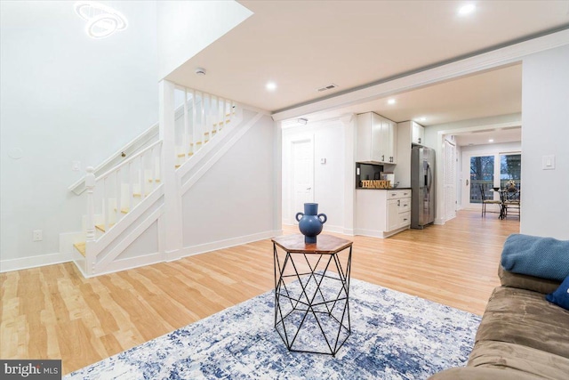 living room featuring light hardwood / wood-style floors