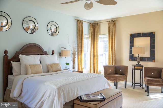 bedroom with carpet floors and ceiling fan