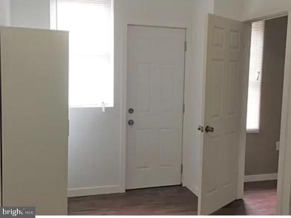 entrance foyer featuring dark hardwood / wood-style flooring