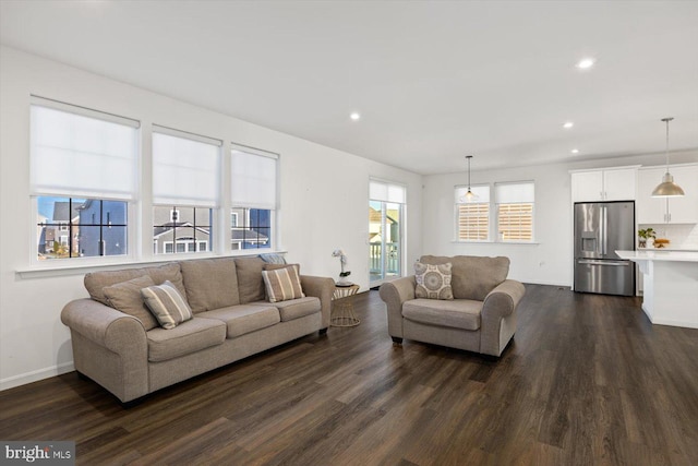 living room featuring dark hardwood / wood-style flooring