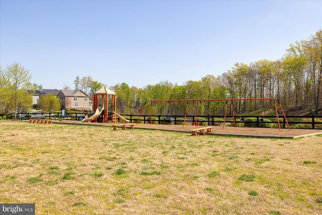 view of play area featuring a yard