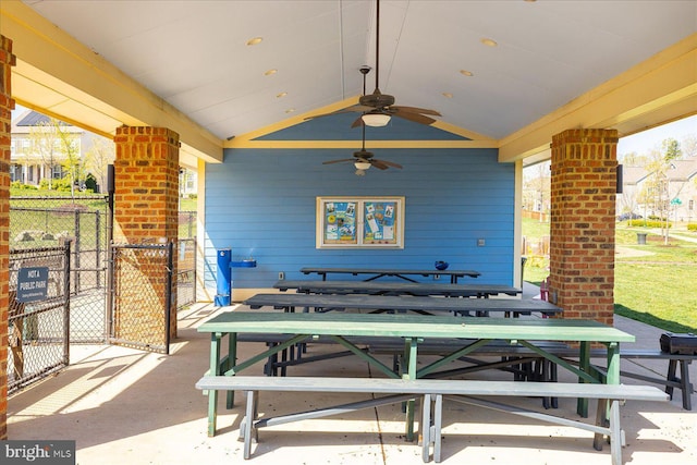 view of patio with ceiling fan