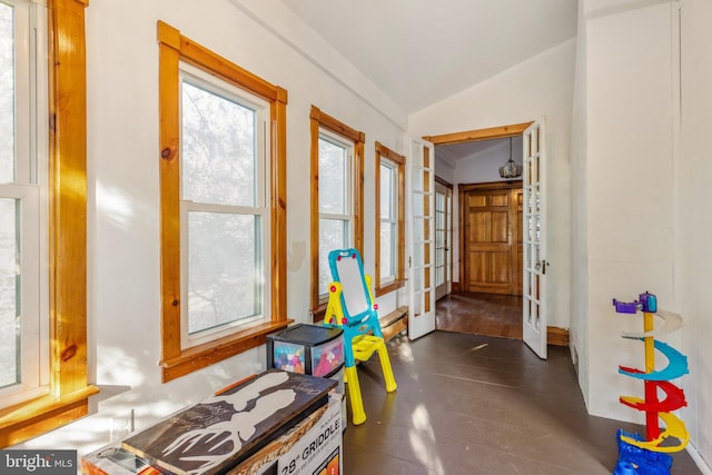 interior space with lofted ceiling