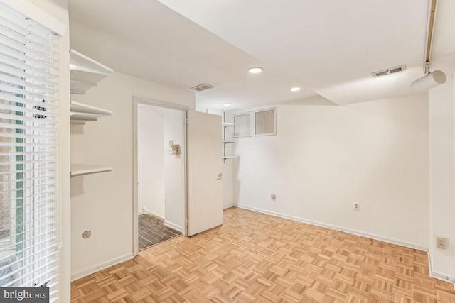 interior space with light parquet flooring