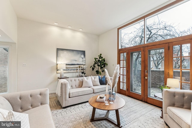 living room with french doors