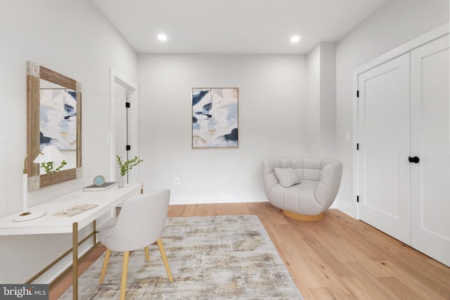 home office featuring light wood-type flooring