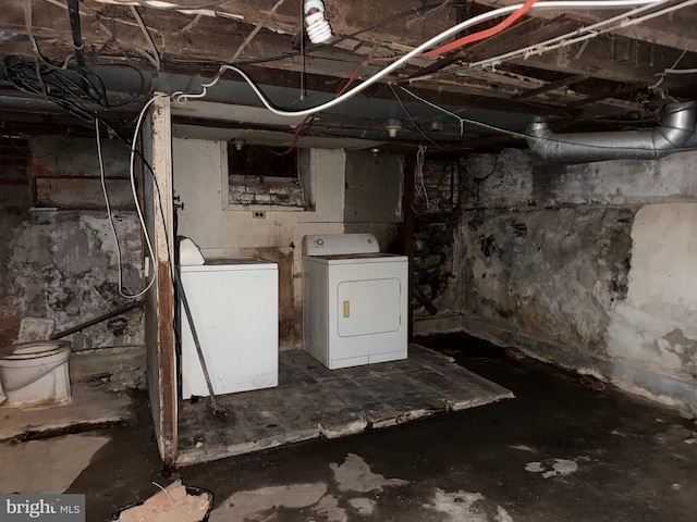 basement with independent washer and dryer