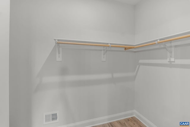 walk in closet with wood-type flooring