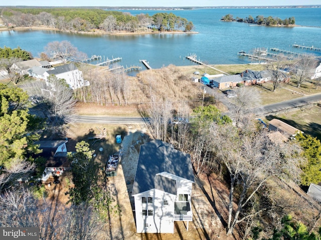 bird's eye view featuring a water view