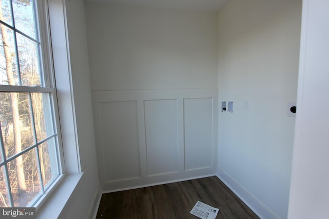 empty room with dark hardwood / wood-style floors