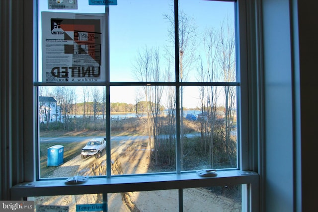 room details featuring a water view