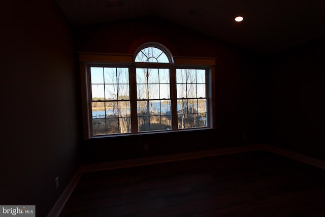 empty room with lofted ceiling