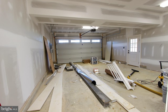 garage with a garage door opener