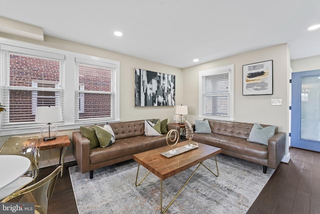 living room with hardwood / wood-style flooring