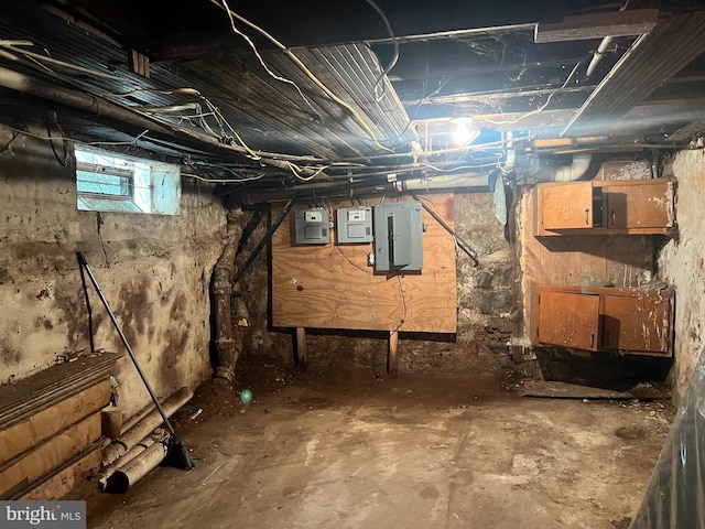 basement with electric panel