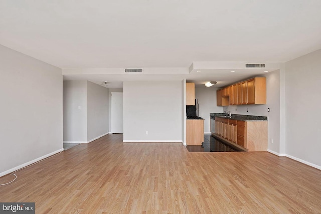 kitchen with light wood-type flooring and sink