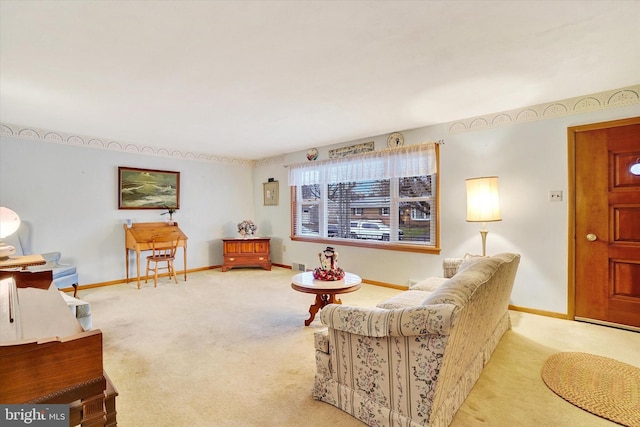 living room with light carpet