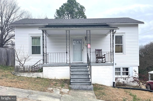 view of front of home featuring covered porch