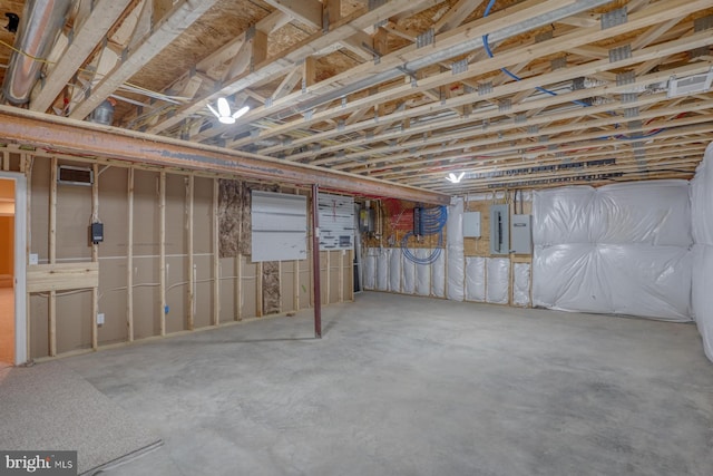 basement with electric panel