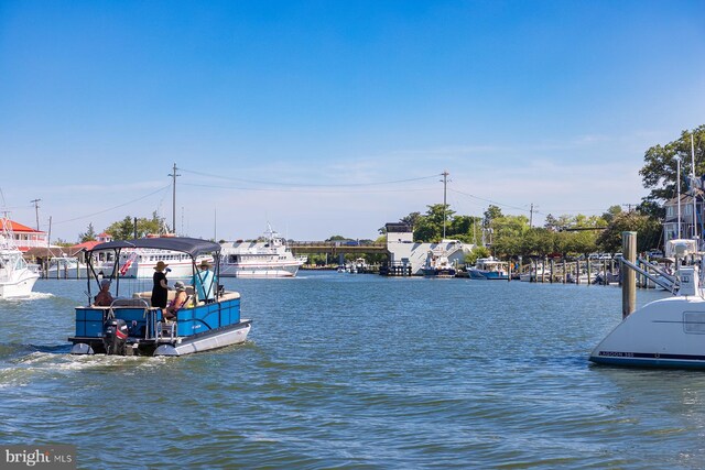 view of dock featuring a water view