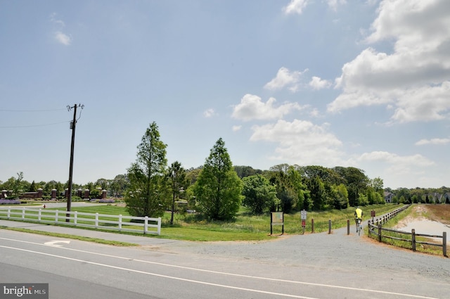 view of road with a rural view